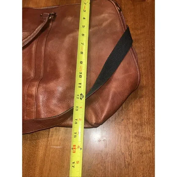 Vintage Leather Travel Bag Overnight Bag Soft Made In Columbia Satchel Large - Picture 7 of 7